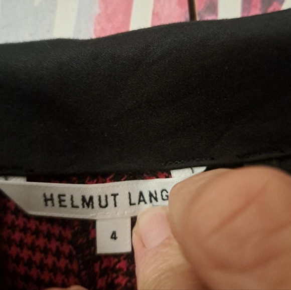 Helmut Lang Red&Black Small Houndstooth Print Wool blend Pants. Sz4 EUC Like New - Picture 9 of 10